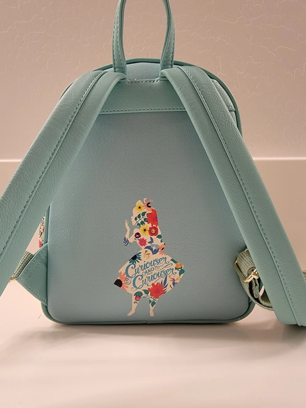 Loungefly Cream & Teal Alice in Wonderland Character Mini Backpack